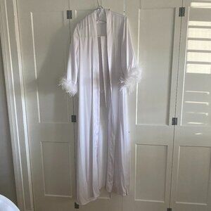 Bridal Robe w/ ostrich feather trim